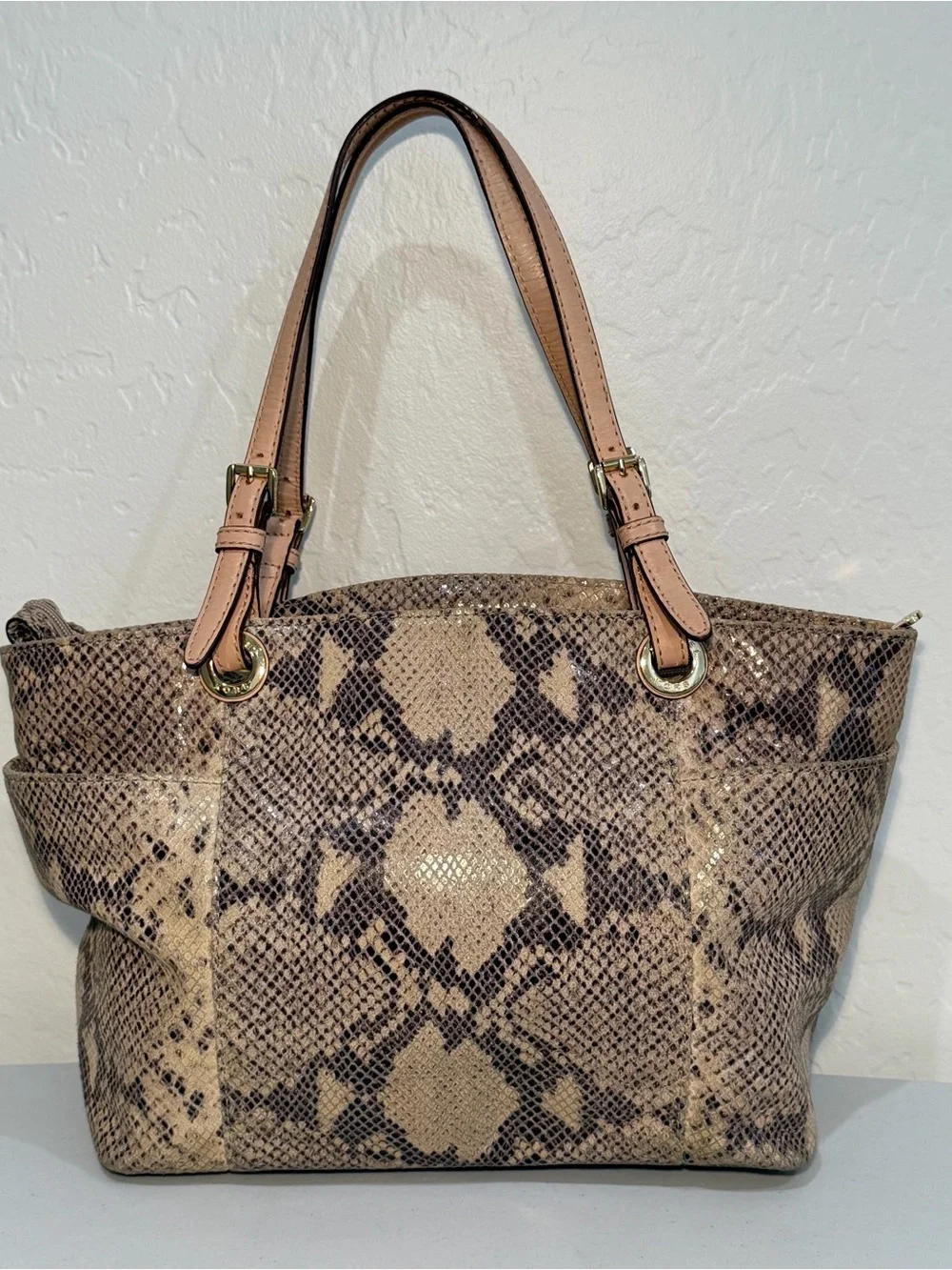 Michael Kors Jet Set Medium Python-Embossed Leather Tote Bag